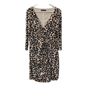 American Living V-Neck Dress 3/4 Sleeve Leopard Print Size 12/14 EUC #0353
